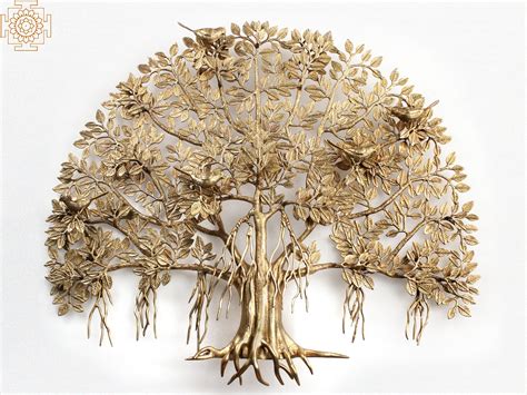 Large Kalpavriksha Banyan Tree In Brass Wall Hanging Exotic