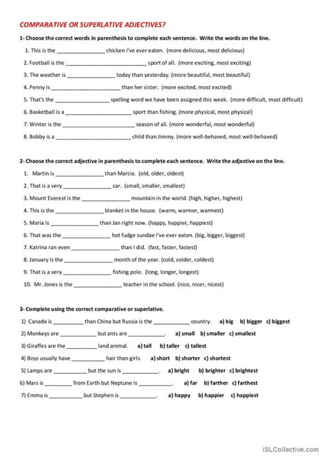 Comparative And Superlativ English ESL Worksheets Pdf Doc