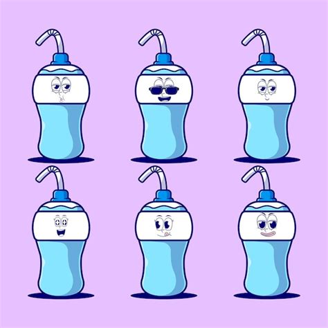 Premium Vector Vector Cartoon Emojis Of Bottle Drink