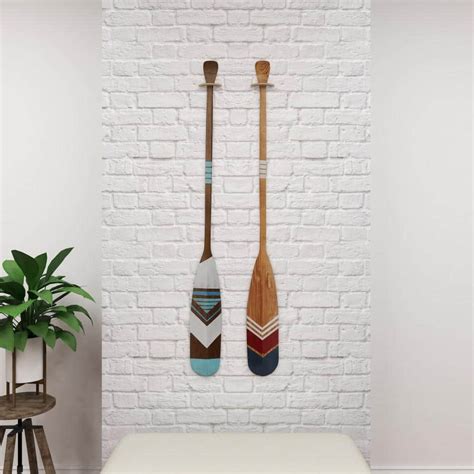 Reviews For Litton Lane Tall Multi Colored Wood Oar Wall Decor Set Of