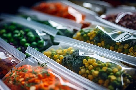 Contenedores Y Bolsas De Pl Stico Con Diferentes Verduras Congeladas