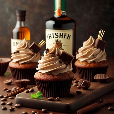 Premium Photo Chocolate Espresso Cupcakes With Irish Cream Liquor