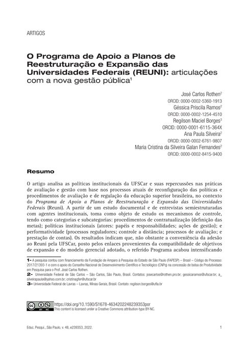 Pdf O Programa De Apoio A Planos De Reestrutura O E Expans O Das