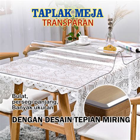 Jual Taplak Meja Bening Transparan Bahan Mika Plastik Taplak Meja Makan