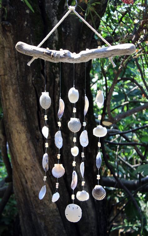 Driftwood Seashell Wind Chimes Handmade One Of A Kind Wind Etsy