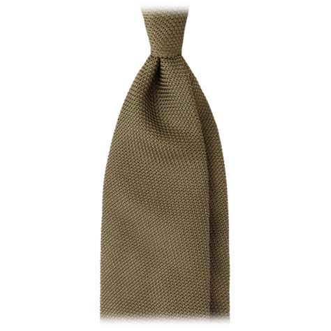 Viola Milano Grenadine Garza Fina Unlined Tie Olive Handmade In