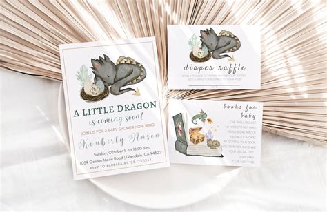 Dragon Baby Shower Invitation Boy Baby Shower Invitation Baby Dragon