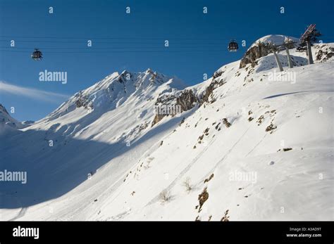 Cable Car Over Hintertux Glacier Mayrhofen Zillertal Valley Austrian