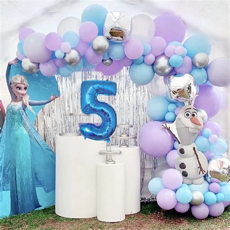 Set Disney Frozen Theme Balloons Garland Arch Kit Snowflake Anna Alsa