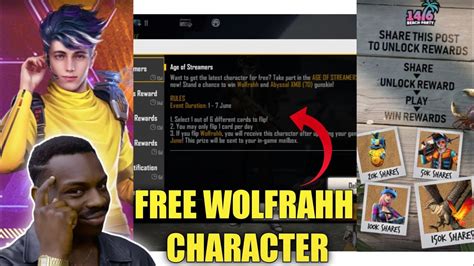 How To Get Free Wolfrahh Character In Freefire Youtube