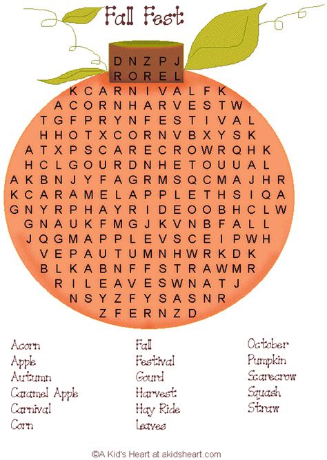 Free Printable Fall Word Search