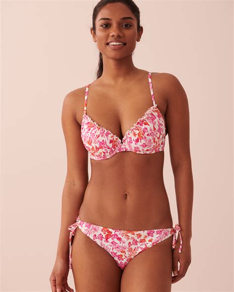 Lagoon Side Tie Brazilian Bikini Bottom Pink Floral La Vie En Rose