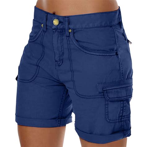 Hauaitttt Women S Loose Solid Color Mini Pant Summer Beach Shorts Buttons Short Hot Pants Cargo