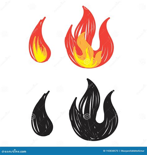 Hand Drawn Flame Icon Illustration Doodle Vector Stock Vector