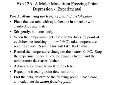 Ppt Exp A A Molar Mass From Freezing Point Depression Powerpoint