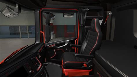 Scania S R 2016 Lux Black Red Interior ETS2 Mods