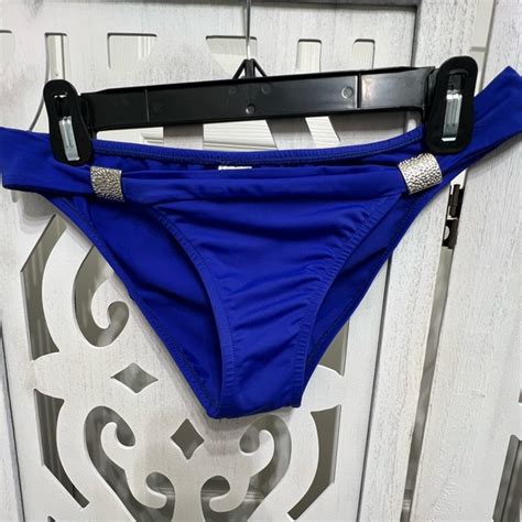 VENUS Swim Venus Goddess Low Rise Bikini Bottom Wsilver Slide Accents Cobalt Blue Poshmark