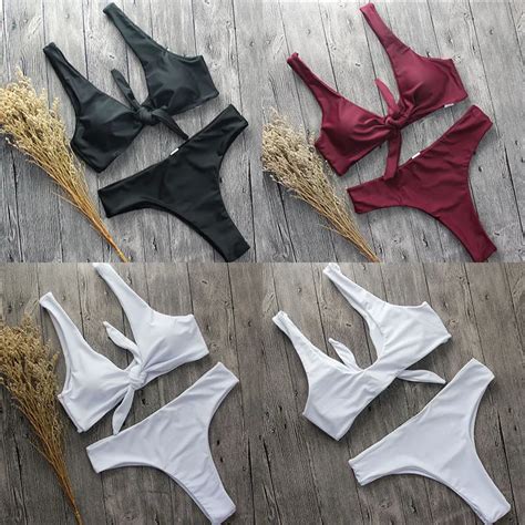 Good Quality Bikini Knotted Padded Thong Bikini Set Women Swimwear