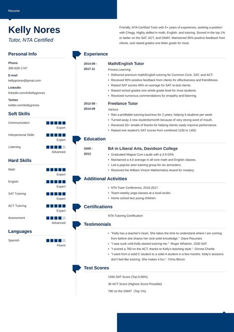 Tutor Resume Sample Guide Tutoring Examples