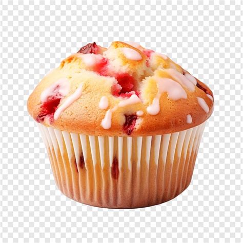 Premium Psd Freshly Baked White Chocolate Strawberry Muffin Isolated