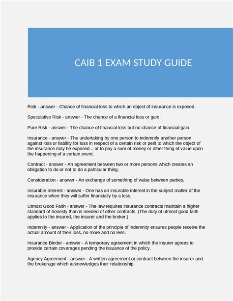 Caib Exam Study Guide Exams Nursing Docsity