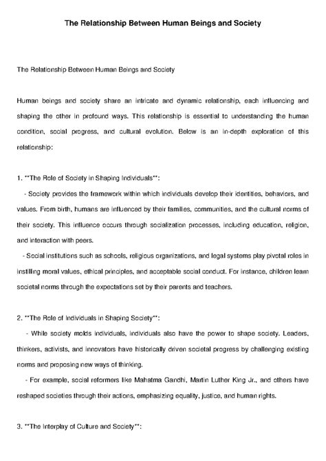 Detailed Relationship Human Being Society - The Relationship Between