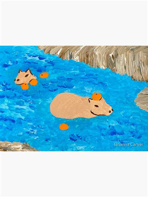 Cute Capybaras In Hot Spring With Oranges Sticker For Sale By