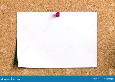 Blank Note Paper On Cork Board Stock Image Image Of Memo Billboard