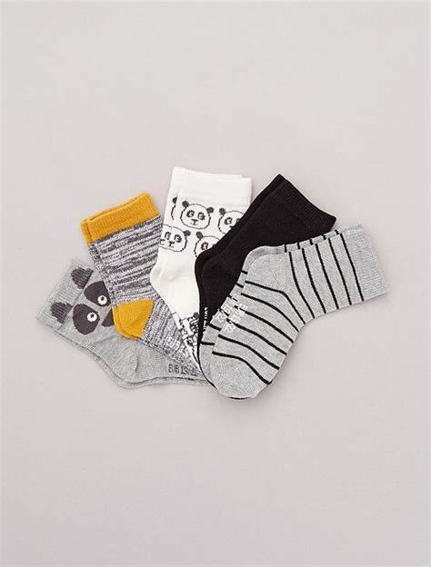 Lot de 5 paires de chaussettes motifs fantaisie Bébé garçon gris