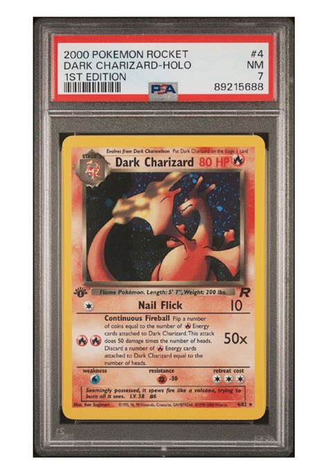 PSA 7 Pokemon 1st Edition DARK CHARIZARD Holo Team Rocket Rare 4