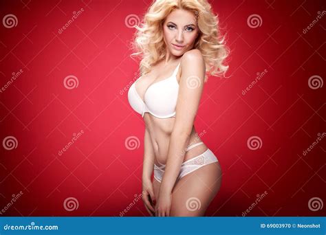 Beautiful Natural Woman In White Lingerie Stock Photo Image Of Attractive Color 69003970