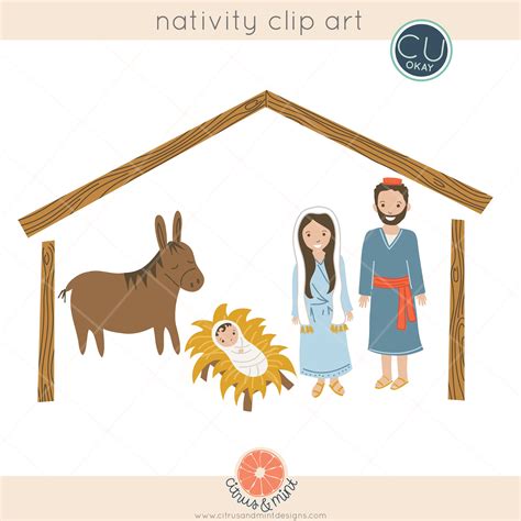 Christmas Nativity Religious Clip Art Graphics Holiday 2017 Hand-drawn ...