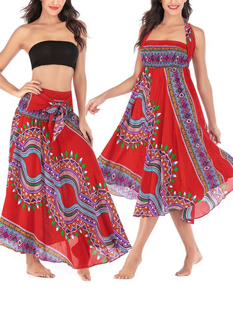 Women Summer Boho Bohemian Full Maxi Long Gypsy Skirt Chiffon Elegant Floral Print Ladies Casual