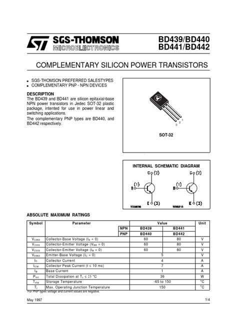 Bd439 Datasheet Complementary Silicon Power Transistors