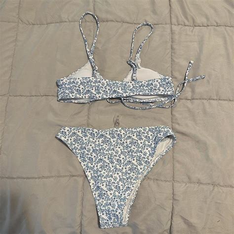 SHEIN BLUE AND WHITE BIKINI Depop