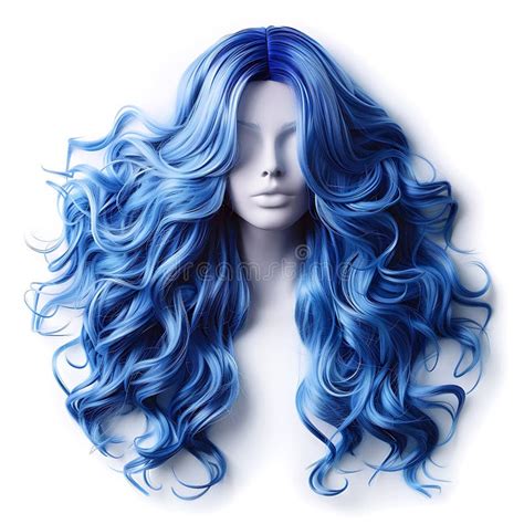 Long Blue Curly Hair Wig Unusual Style Isolated On White Stock Illustration Illustration Of