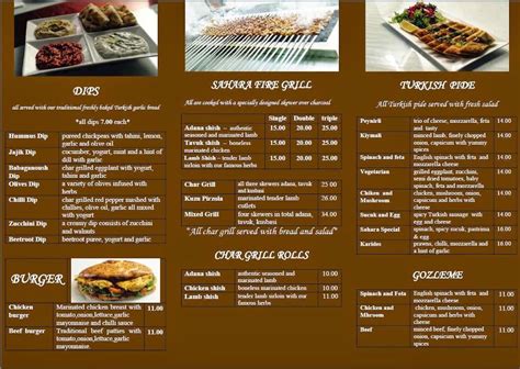 Menu At Sahara By The Park Restaurant Burwood 101B Westfield