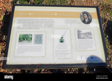 Monument to Robert Burns family showing were is family were born, in East Lothian, Scotland.UK ...