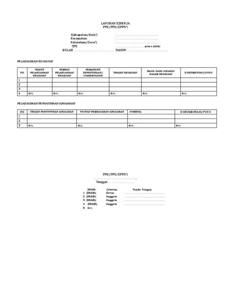 Draft Laporan Kinerja Ppk Pps Kpps Pdf