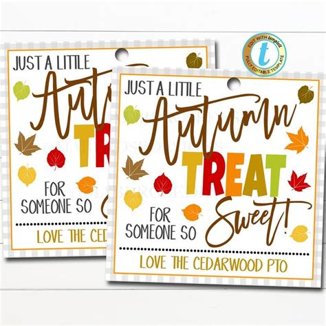 Fall Gift Tags An Autumn Treat For Someone So Sweet Teacher Staff