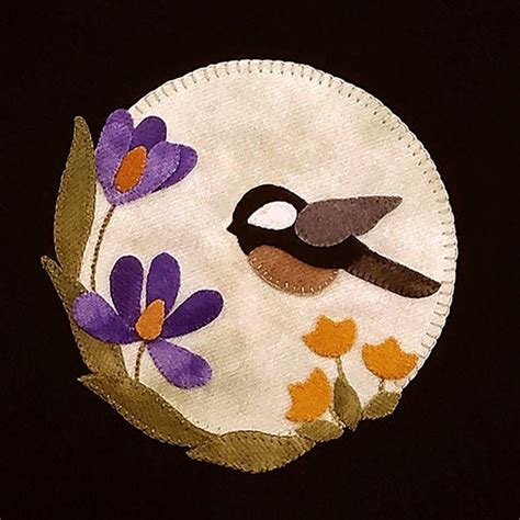 Chickadee And Crocuses Wool Applique Digital Pattern Etsy In 2021