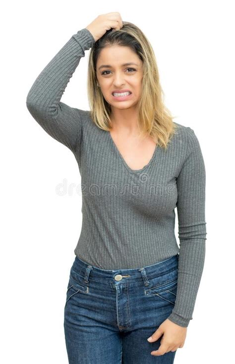 Blonde Mature Adult Woman Has A Problem And No Solution Stock Image Image Of Crisis Asking