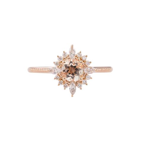 Art Deco Round Morganite Ring Priscilla 4 Morganite Engagement