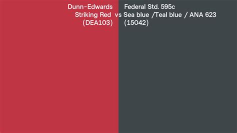 Dunn Edwards Striking Red Dea103 Vs Federal Std 595c Sea Blue Teal Blue Ana 623 15042