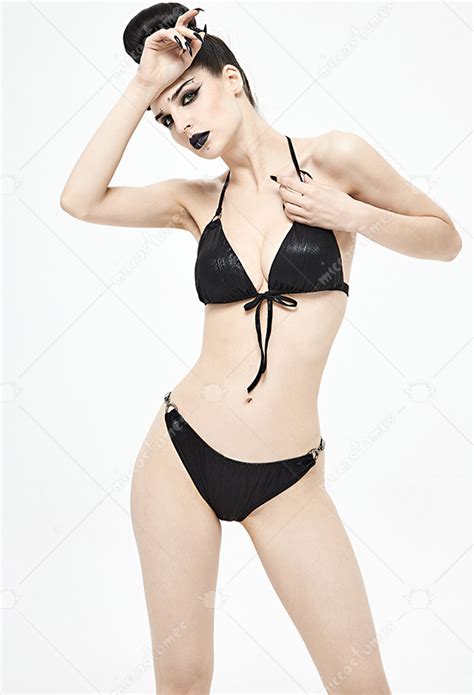 Devil Fashion Punk Gothic Bikini Gothic Swimwear Black Low Waist Emo Bikini Bottom Plus Size