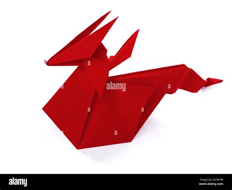 Origami red paper dragon Stock Photo - Alamy