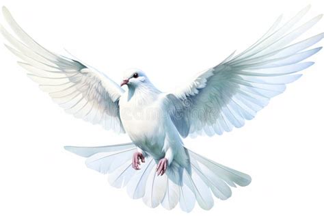 Flying White Dove Watercolor Bird Illustration Stock Illustration