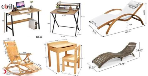 Various Types Of Chairs And Tables With Measurements For Each Chair