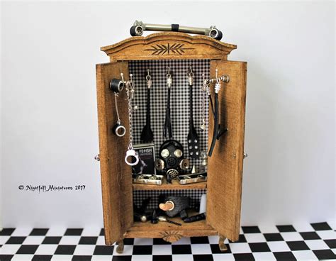 Dollhouse Miniature Sex Toys BDSM Bondage Fetish Cabinet In