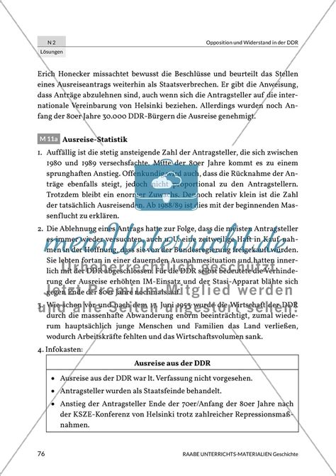 Opposition Und Widerstand In Der Ddr L Sungsvorschl Ge Meinunterricht